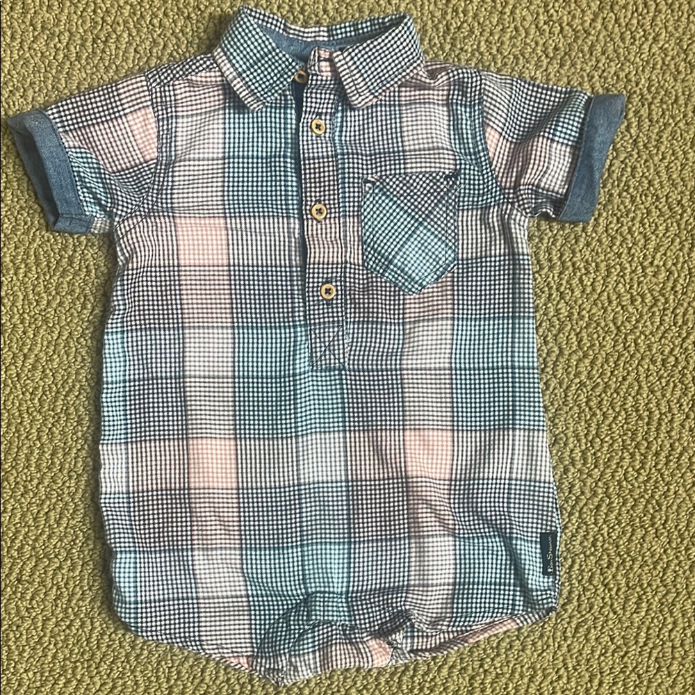 Ben Sherman Plaid Kids one piece outfit with Pocket